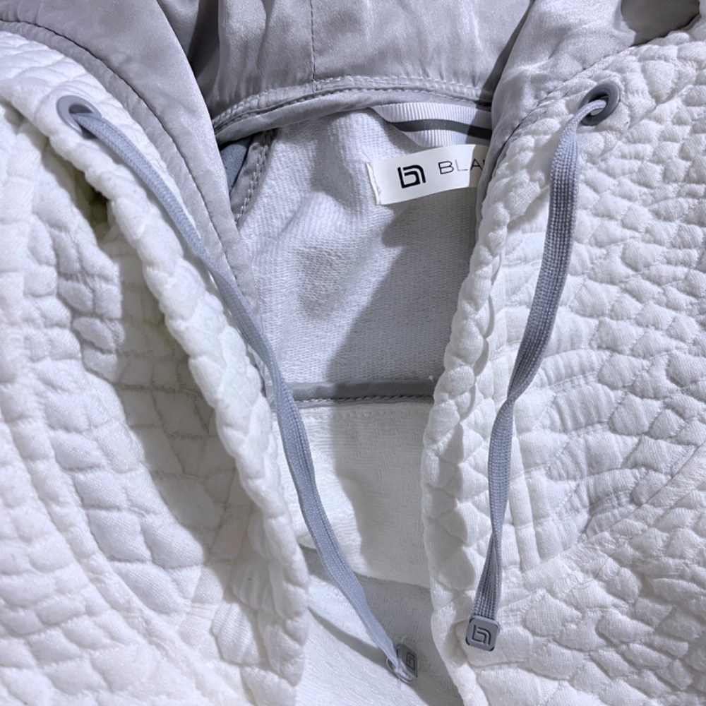Blanc Noir Croc Jacquard Mixed Knit Hooded Track Asymmetrical Hoodie Jacket - Picture 9 of 16